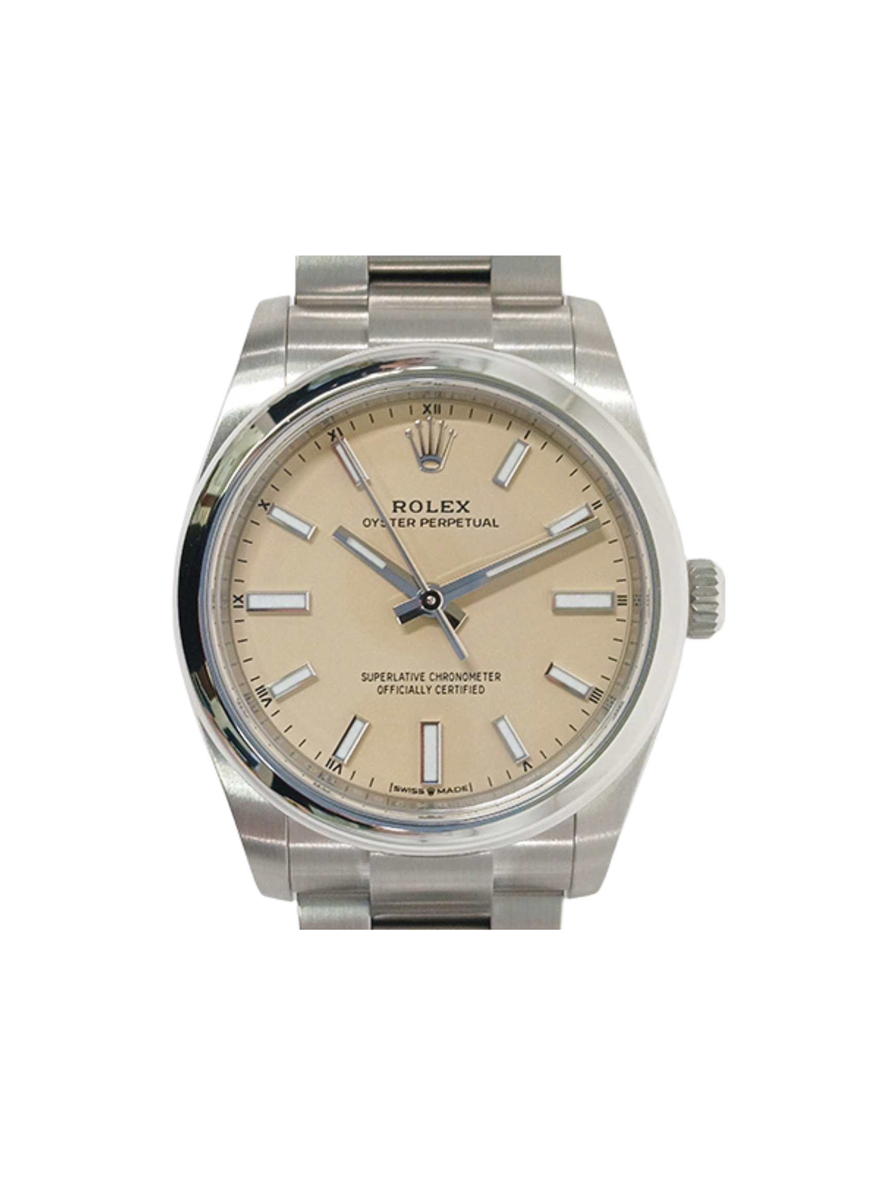 Rolex Oyster Perpetual Stainless Steel Beige Stick Dial 124200
