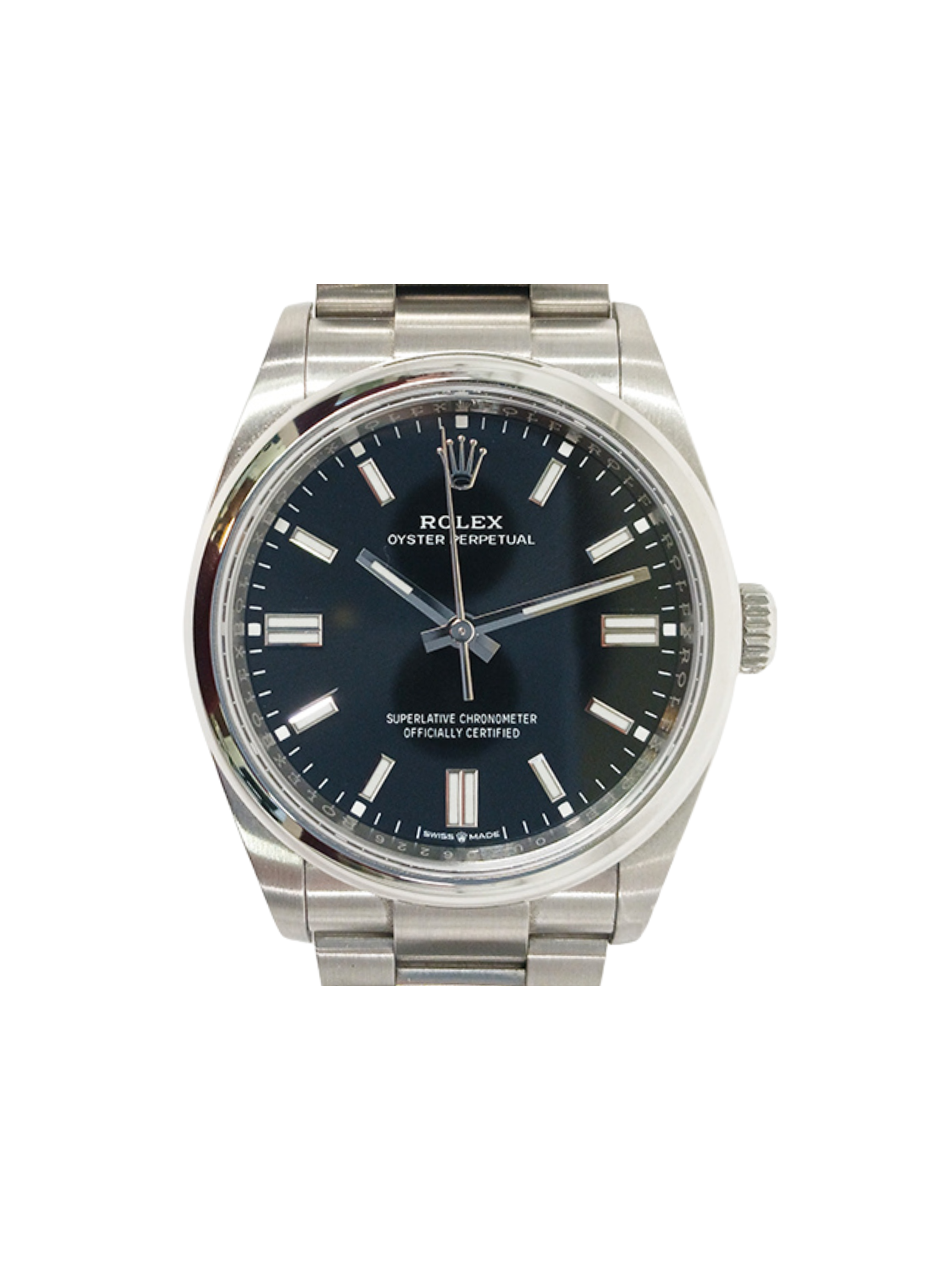 Rolex Oyster Perpetual Stainless Steel Black Stick Dial 126000