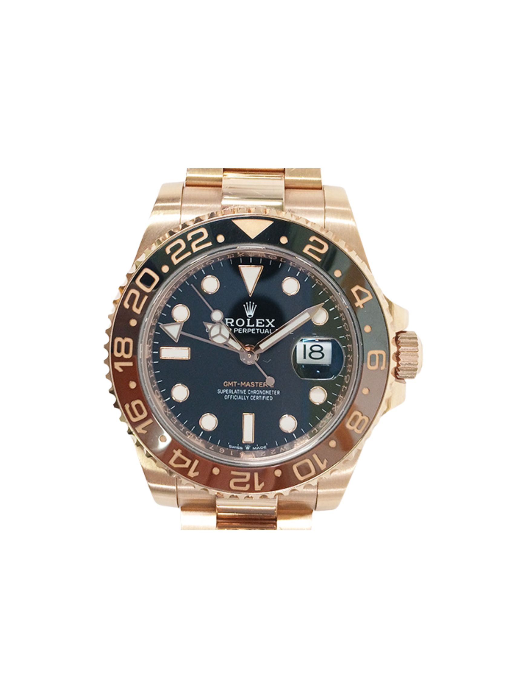 Rolex GMT-Master II Rose Gold "Root Beer" Black Dial 126715CHNR