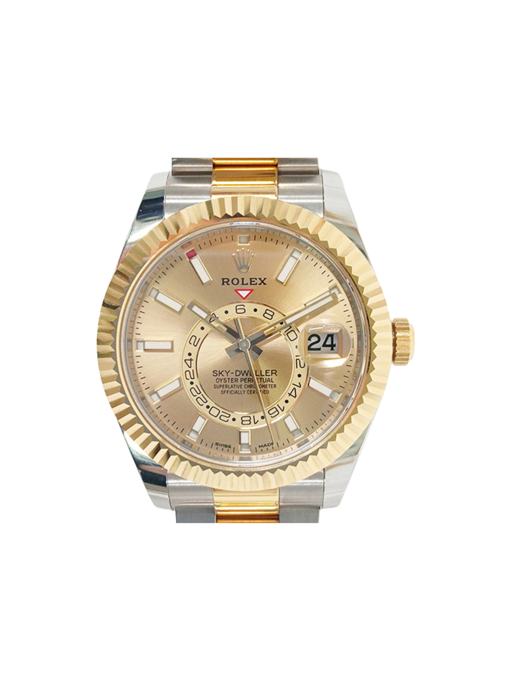 Rolex Sky-Dweller Stainless Steel Yellow Gold Champagne Dial 326933