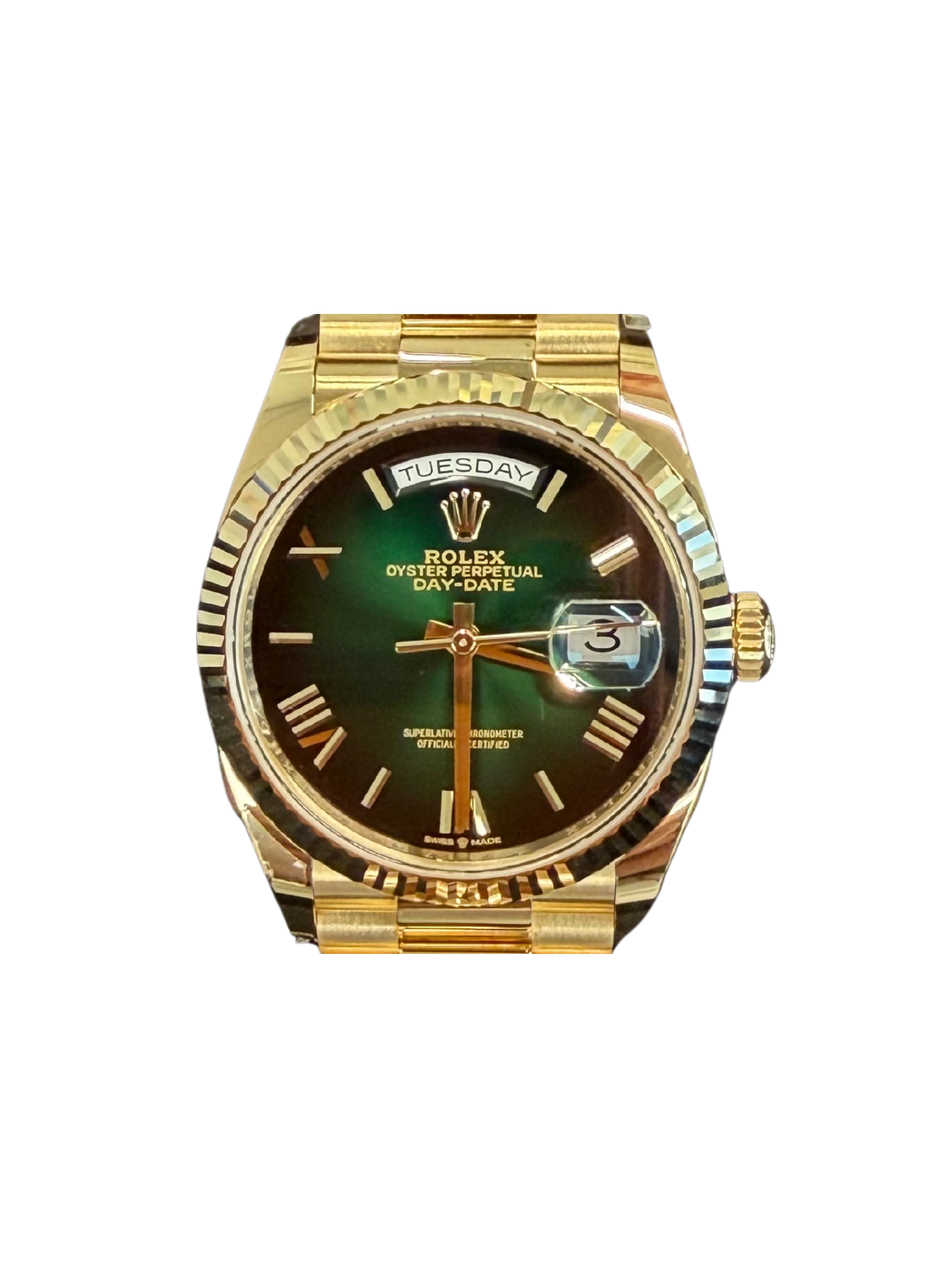 Rolex Day-Date 36 Yellow Gold Green "Ombre" Dial 128238