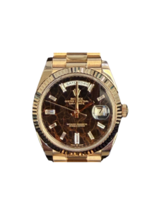 Rolex Day-Date 40 Rose Gold "Eisenkiesel" Baguette Diamond Dial 228235