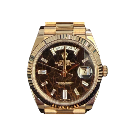 Rolex Day-Date 40 Rose Gold “Eisenkiesel” Baguette Diamond Dial 228235