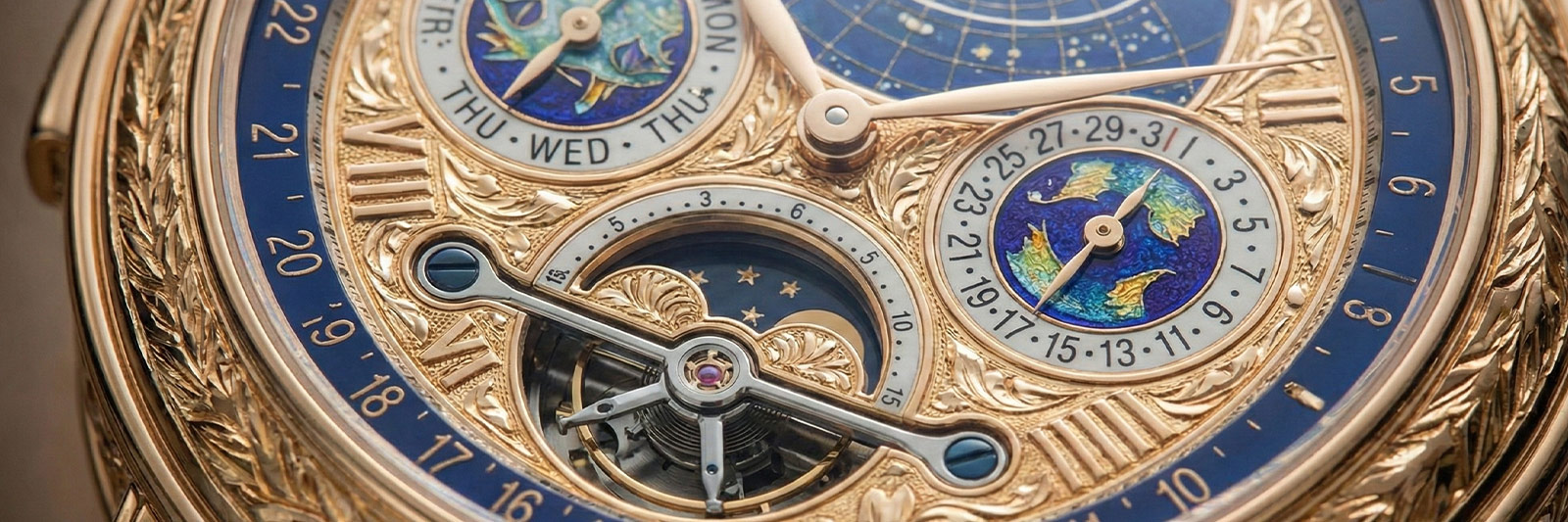Patek Philippe Sky Moon Tourbillon Ref. 6002G, specifically the blue enamel dial version (6002G-001)