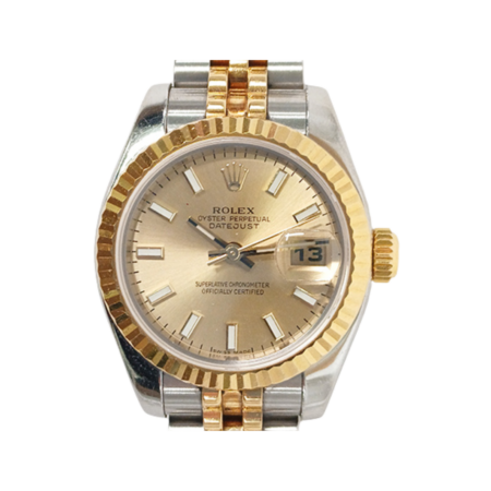 Rolex Lady-Datejust Stainless Steel and Yellow Gold with Champagne Dial 179173