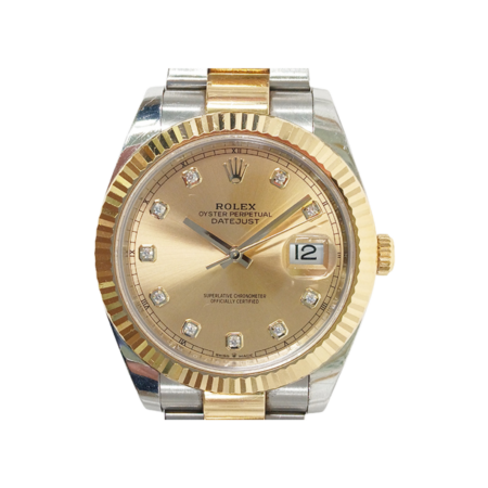 Rolex Datejust 41 Stainless Steel Yellow Gold Champagne Diamond Dial 126333G