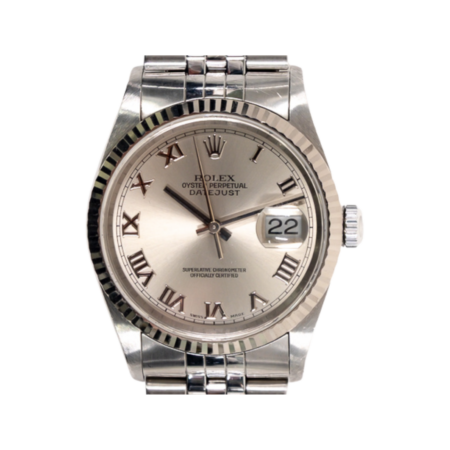 Rolex Datejust 36 Stainless Steel/White Gold Silver Roman Dial 16234