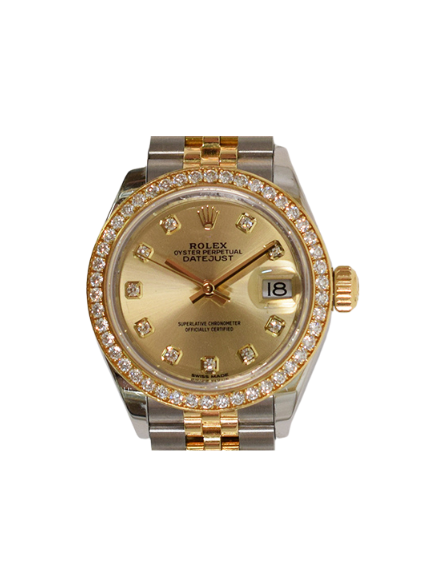 Rolex Lady-Datejust Stainless Steel Yellow Gold Champagne Diamond Dial 279383RBR
