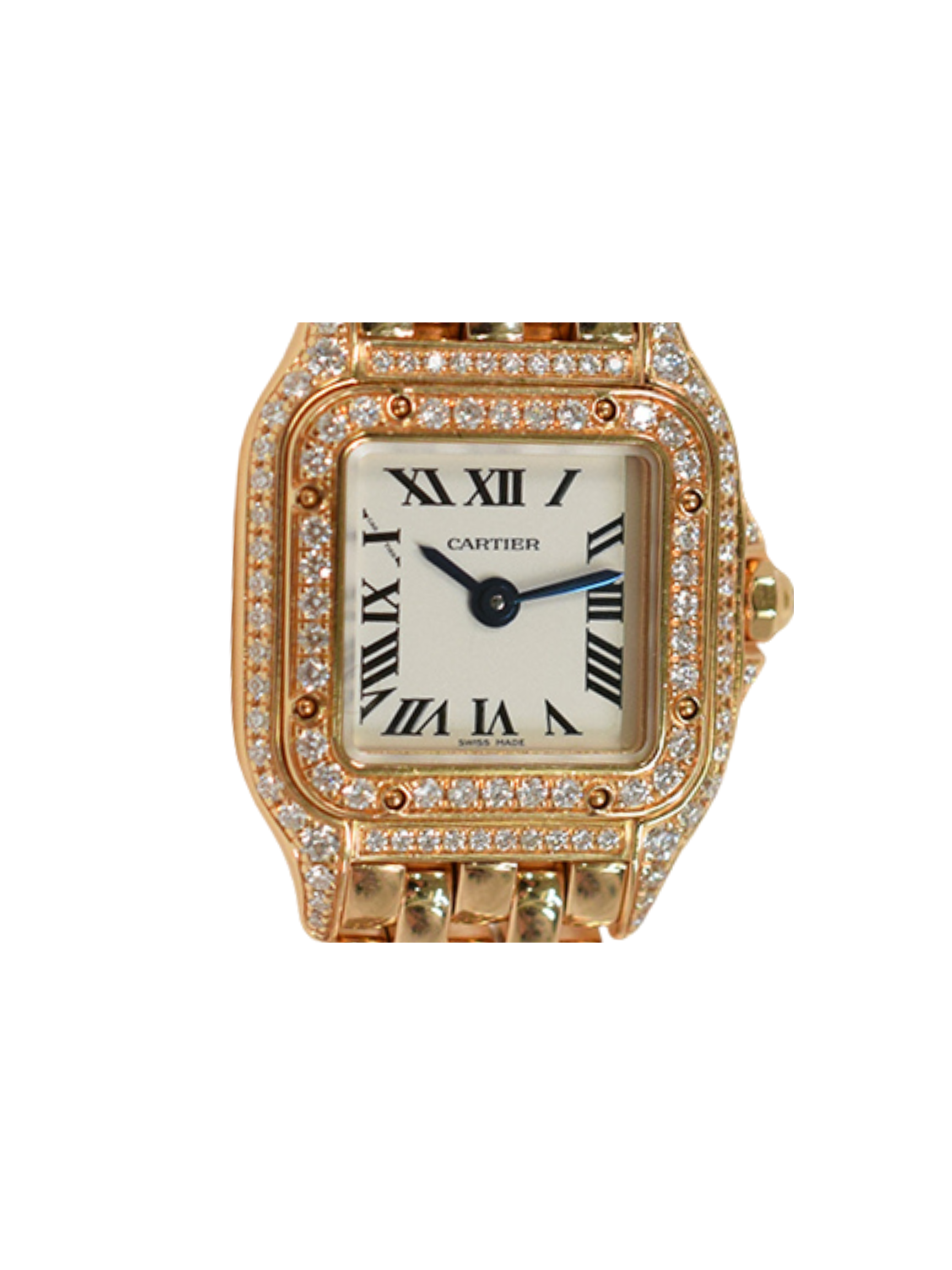 Cartier Panthère Mini Diamonds Diamond Bezel Rose Gold White Roman Dial WJPN0013