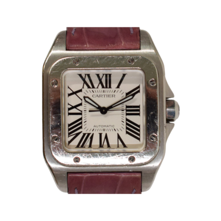 Cartier Santos 100 Medium Stainless Steel Silver Roman Dial W20126X8