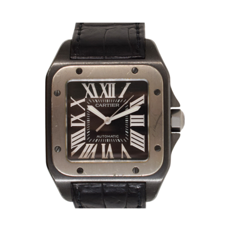 Cartier Santos 100 Titanium and Stainless Steel Black Roman Dial W2020010