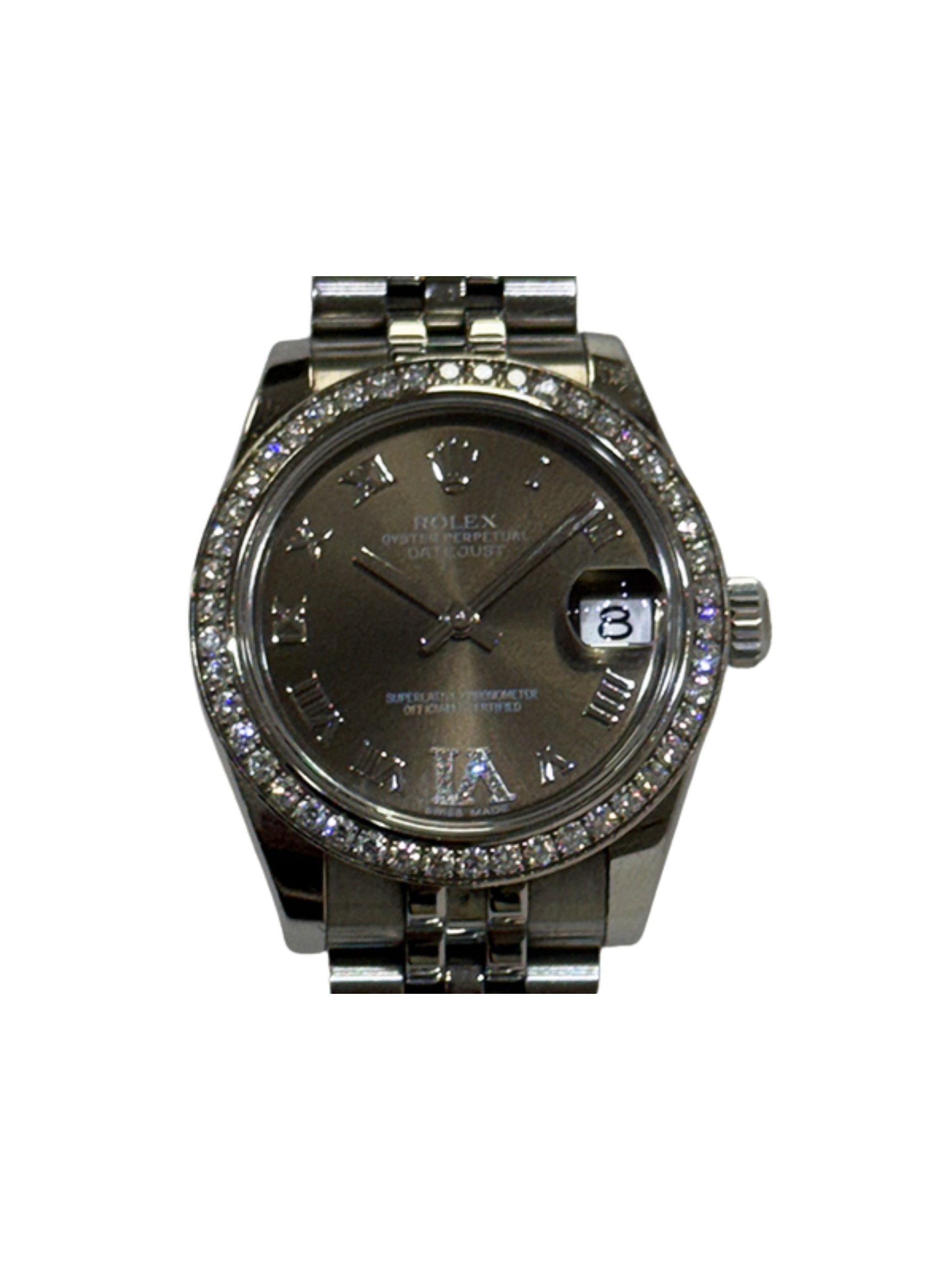Rolex Datejust 31 Stainless Steel and White Gold Dark Grey VI Diamond Dial 178384