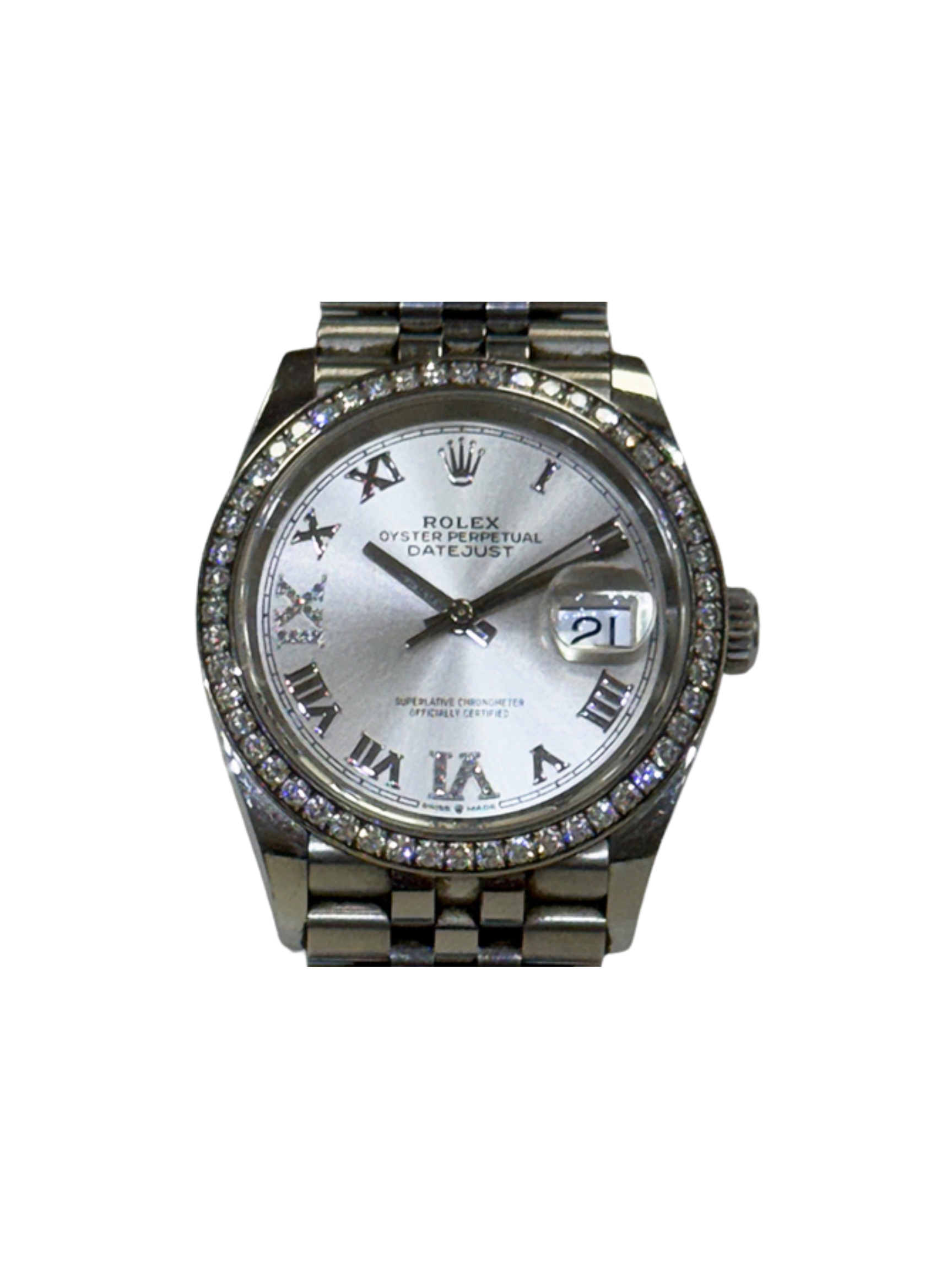 Rolex Datejust 36 Steel and White Gold Silver "VI&IX" Diamond Dial 126284RBR