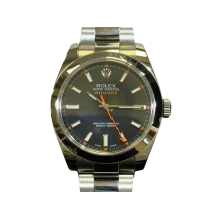 Rolex Milgauss Stainless Steel Green Crystal Black Stick Dial 116400