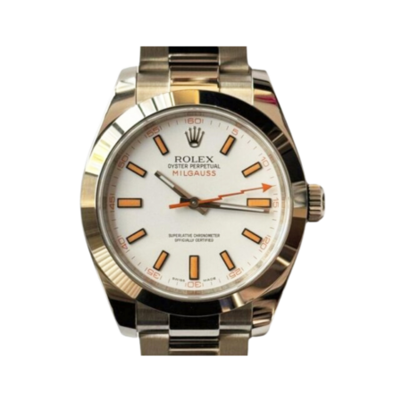 Rolex Milgauss Green Crystal Stainless Steel White Dial 116400