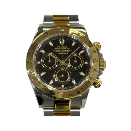 Rolex Daytona Stainless Steel Yellow Gold Black Dial 116523