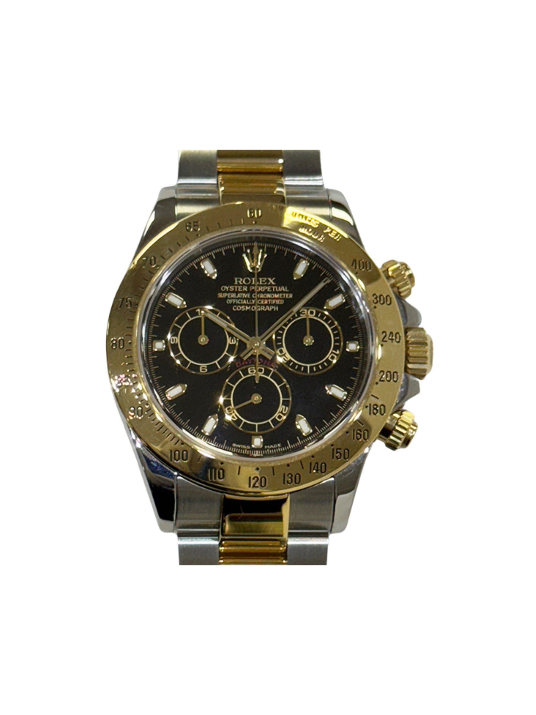 Rolex Daytona Stainless Steel Yellow Gold Black Dial 116523