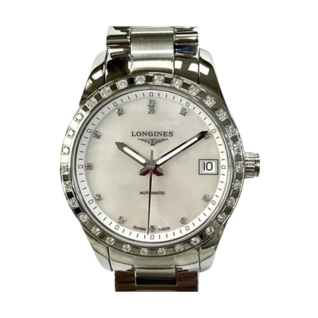 Longines Conquest Classic Stainless Steel White MOP Diamond Dial L2.385.0.87.6