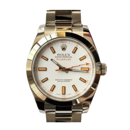 Rolex Milgauss Green Crystal Stainless Steel White Dial 116400