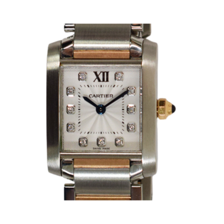 Cartier Tank Francaise Stainless Steel/Rose Gold Silver Diamond Dial WE110004