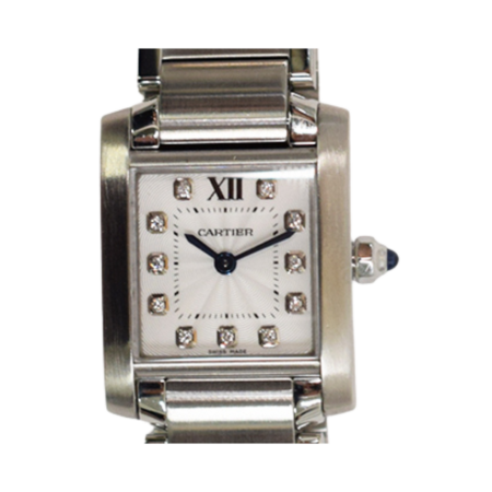 Cartier Tank Française Stainless Steel Silver Diamond Dial WE110006
