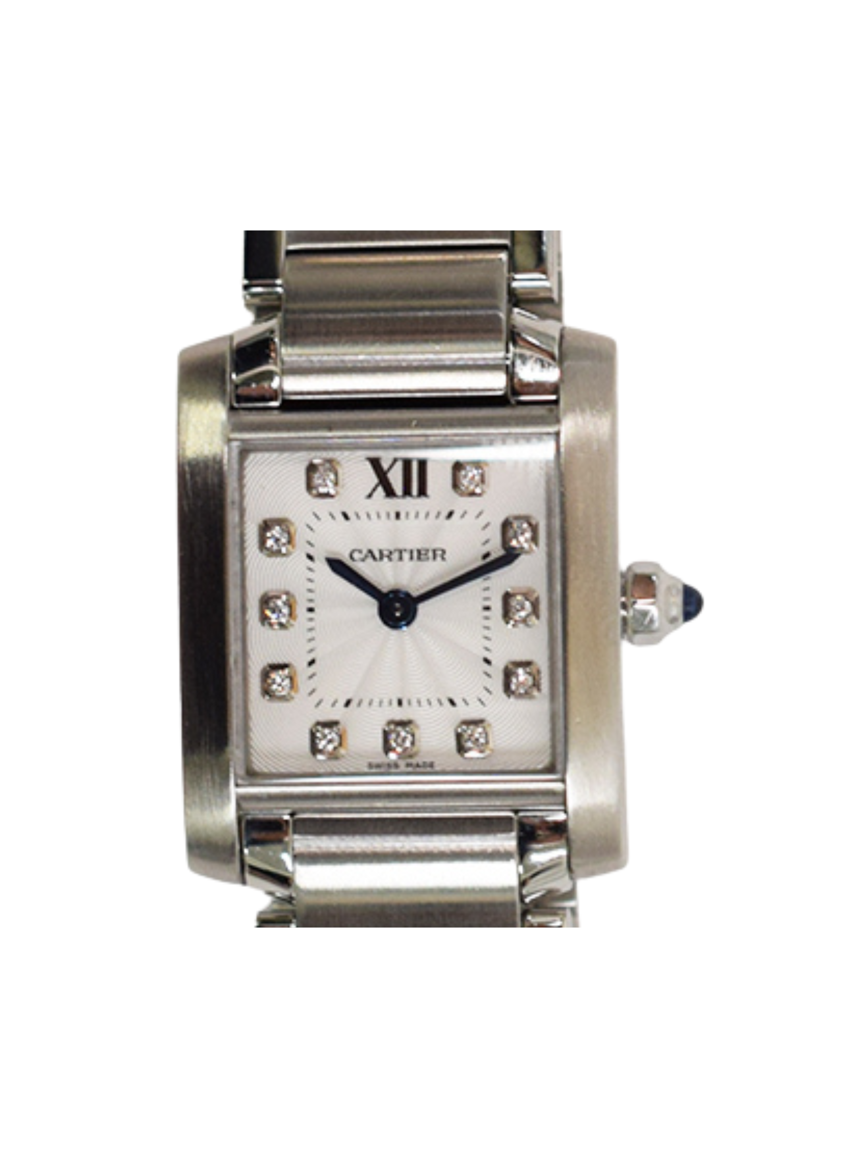 Cartier Tank Française Stainless Steel Silver Diamond Dial WE110006