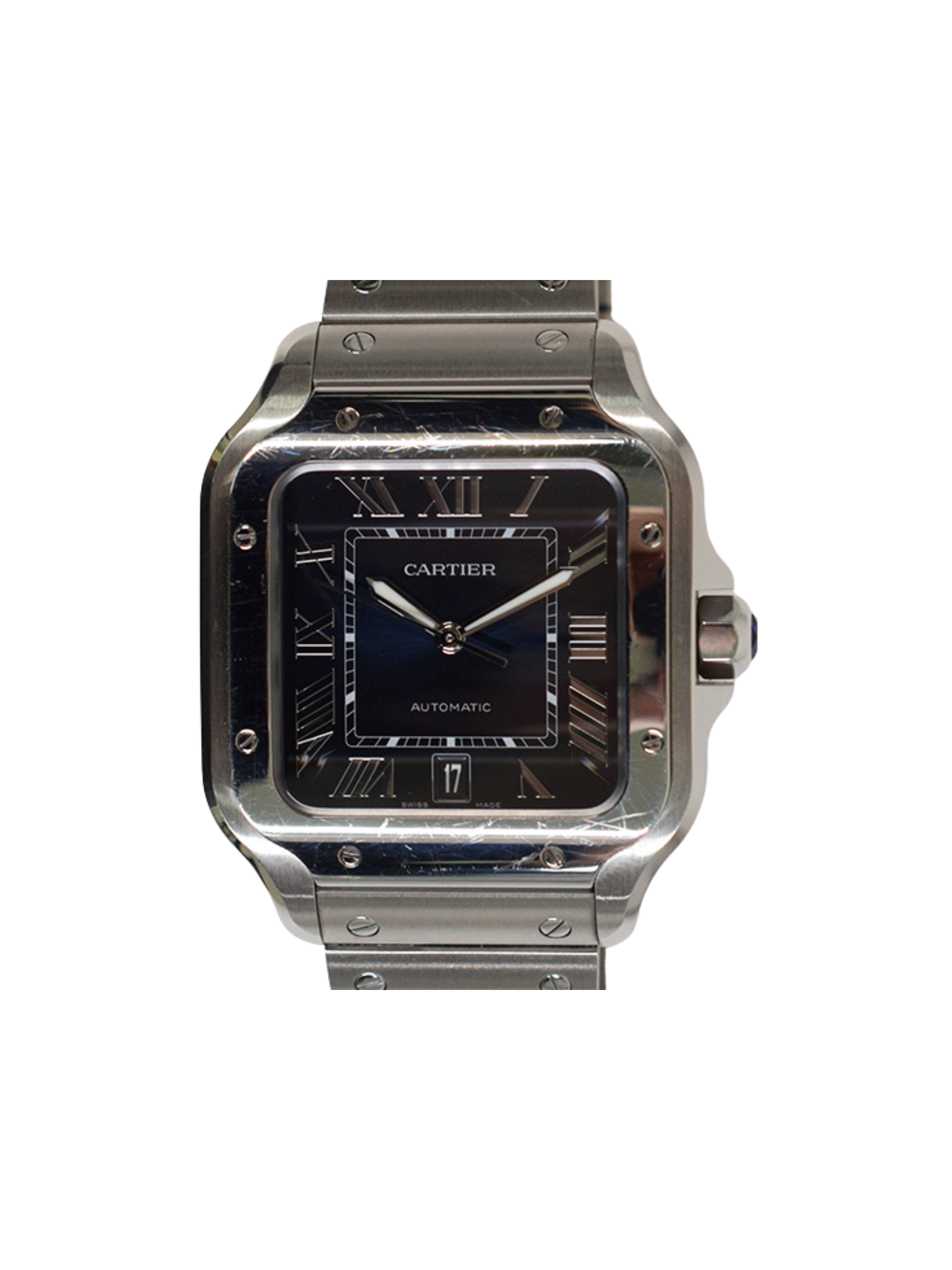 Cartier Santos De Cartier Large Stainless Steel Blue Roman Dial WSSA0030
