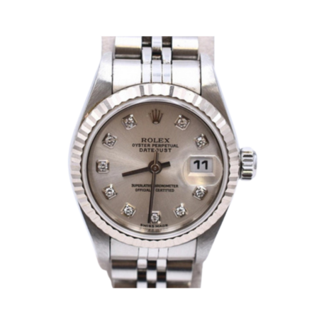 Rolex Lady-Datejust Stainless Steel/White Gold with Silver Diamond Dial 79174G