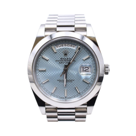 Rolex Day-Date 40 Platinum Ice Blue Diagonal Dial 228206