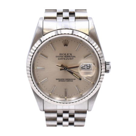 Rolex Datejust 36 Stainless Steel and White Gold Silver Dial 16234