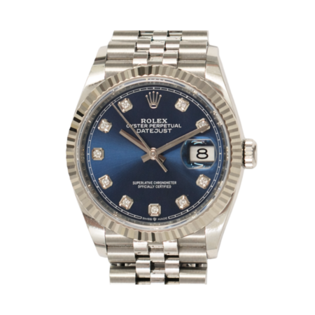 Rolex Datejust 36 Stainless Steel and White Gold Blue Diamond Dial 126234G