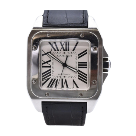 Cartier Santos 100 Large Stainless Steel White Roman Dial W20073X8