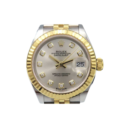 Rolex Lady-Datejust Stainless Steel and Yellow Gold Silver Diamond Dial 279173
