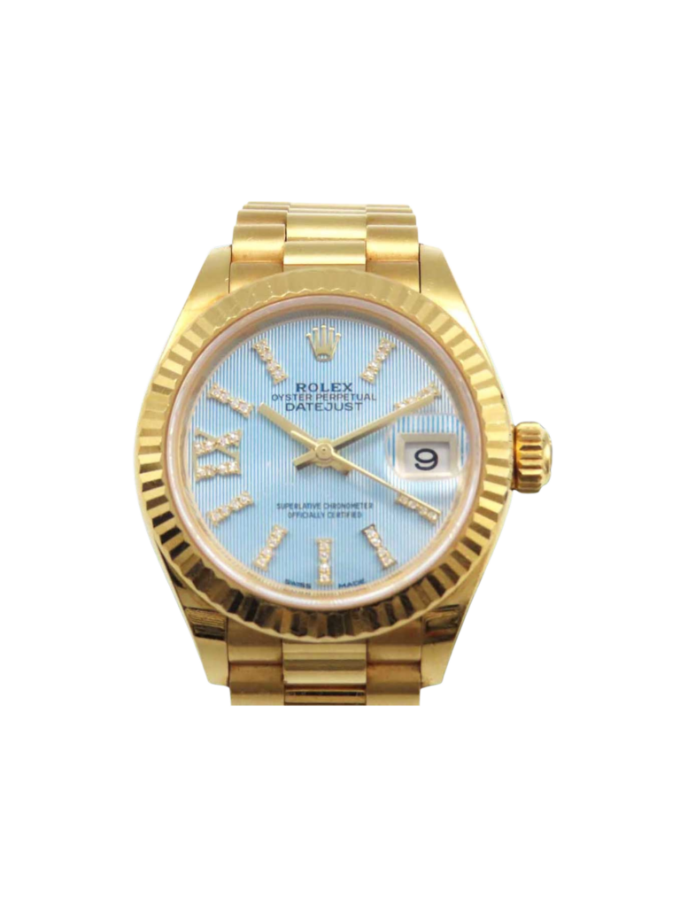 Rolex Lady-Datejust Yellow Gold Blue IX Diamond Dial 279178