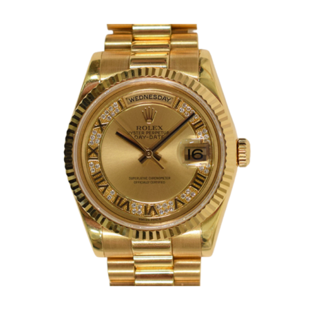 Rolex Day-Date Yellow Gold Champagne Myriad Roman 118238MR