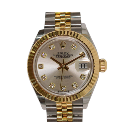 Rolex Lady-Datejust Stainless Steel and Yellow Gold Silver Diamond Dial 279173