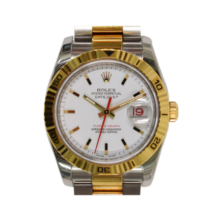 Rolex Datejust Turn-O-Graph Stainless Steel and Yellow Gold White Dial 116263