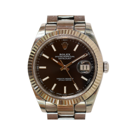 Rolex Datejust 41 Stainless Steel and White Gold Black Stick Dial 126334