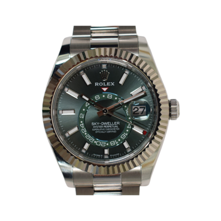 Rolex Sky-Dweller Stainless Steel and White Gold Green Stick Dial 336934