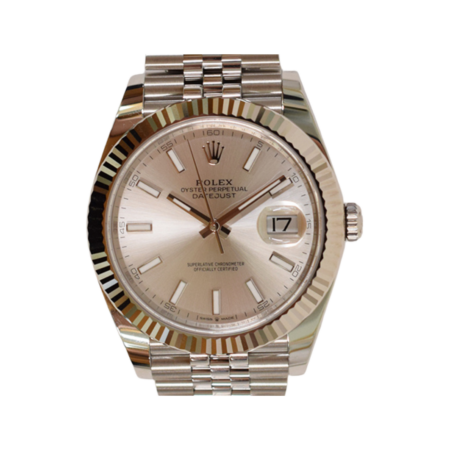 Rolex Datejust 41mm Stainless Steel and White Gold Silver Stick Dial 126334