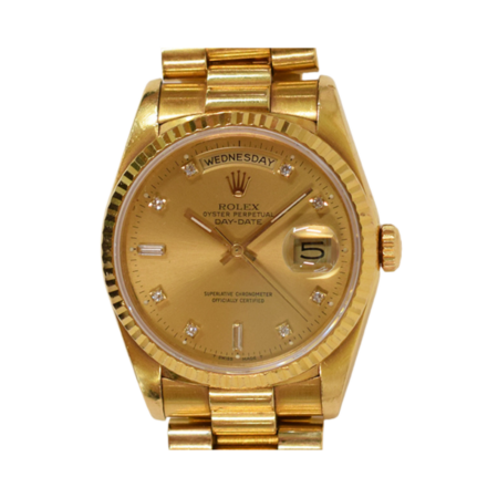 Rolex Day-Date 36 Yellow Gold Champagne Diamond Dial 18238A