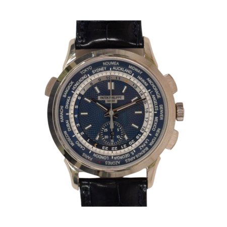 Patek Philippe World Time Chronograph White Gold Blue Dial 5930G-001