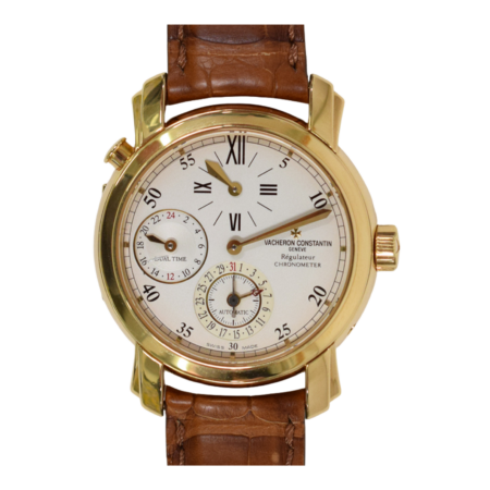 Vacheron Constantin Malte Dual Time Yellow Gold Silver Arabic Dial 42005/000J-8901