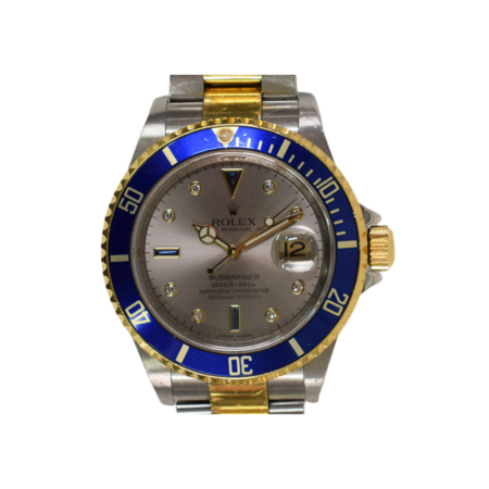 Rolex Submariner Date Stainless Steel and Yellow Gold Silver Diamond Dial 16613SG
