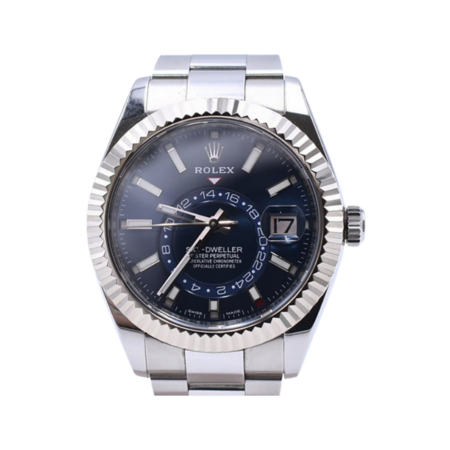 Rolex Sky-Dweller Stainless Steel and White Gold Blue Stick Dial 326934