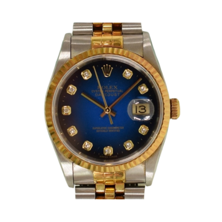 Rolex Datejust 36 Stainless Steel and Yellow Gold Blue Ombre Diamond Dial 16233G