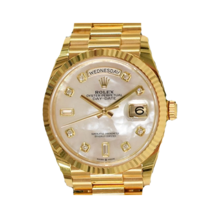 Rolex Day-Date President 36mm Yellow Gold Mother of Pearl Diamond Dial 128238NA