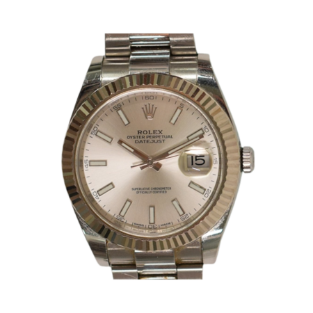 Rolex Datejust 41mm Stainless Steel and White Gold Silver Stick Dial 126334