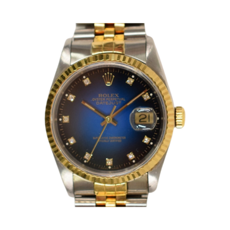 Rolex Datejust 36 Stainless Steel and Yellow Gold Blue Ombre Diamond Dial 16233G