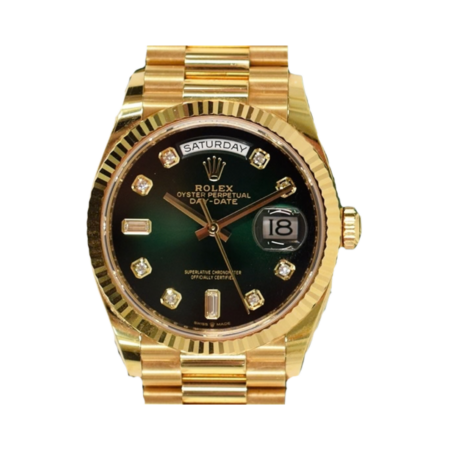 Rolex Day-Date President 36 Yellow Gold Green Ombre Diamond Dial 128238